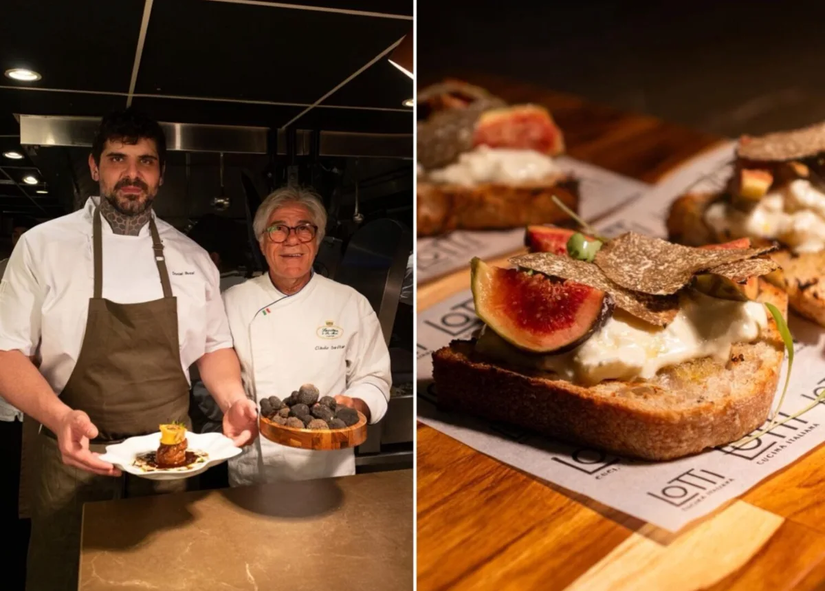 Claudio Savitar al Lotti Cucina, con uno chef e piatti al tartufo